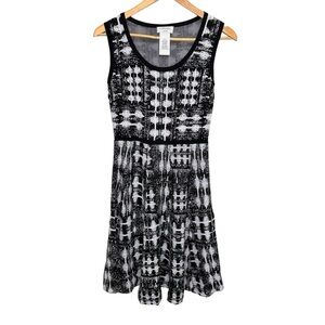 Carmen Marc Valvo Scoop Neck Graphic Print Fit & Flare Dress Size Small